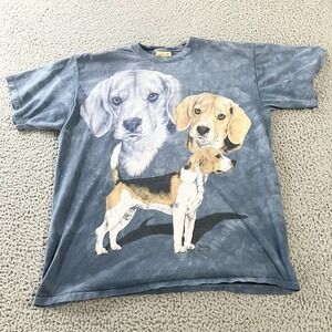 Vintage The Mountain Beagle Dog Shirt Mens XL Blue Graphic Animal Tee 2000s Art